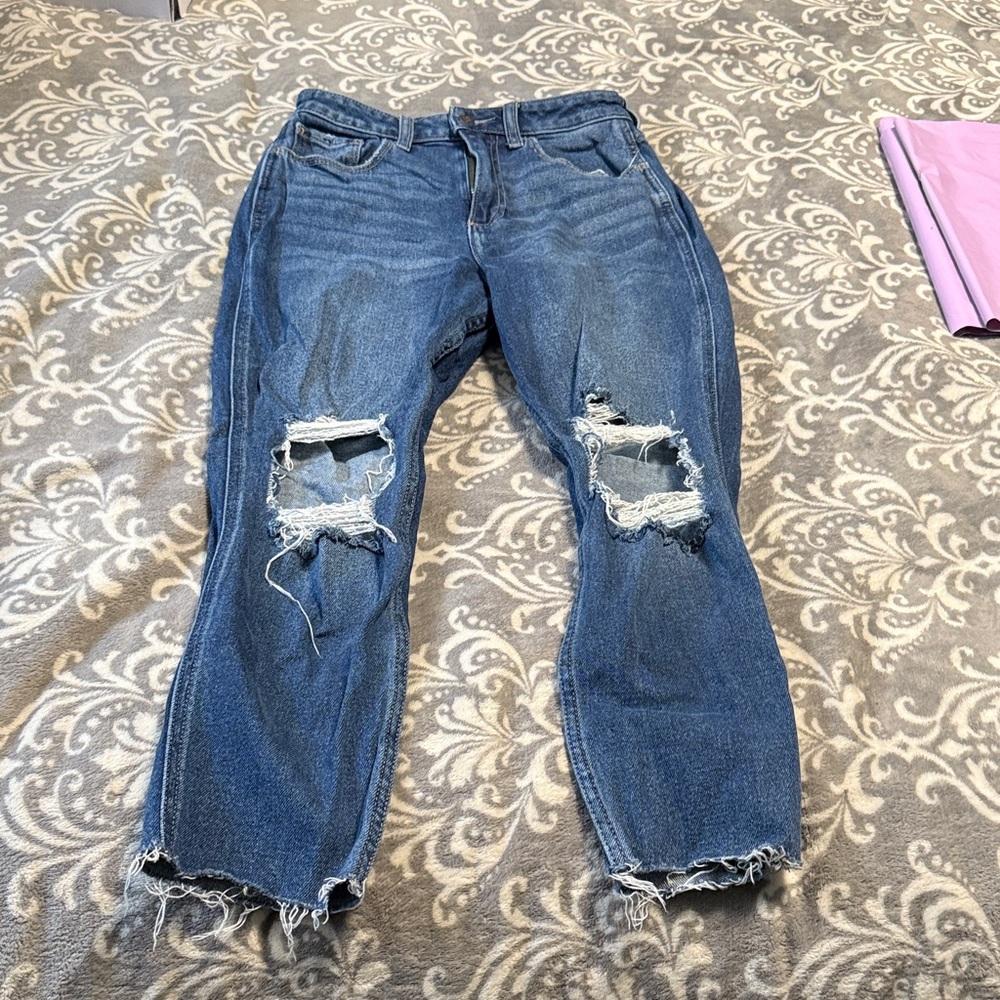 Hollister Blue Distressed Boyfriend Jeans
